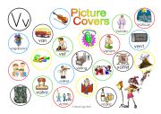 English Worksheet: Vv Picture Covers: An exercise in phonics with answer key and cumulative notes.