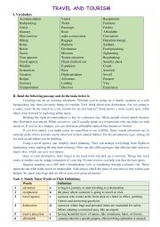 English Worksheet: TRAVEL AND TOURISM