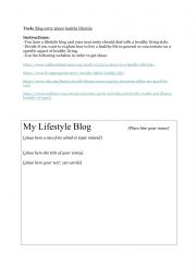 English Worksheet: Write a blog entry