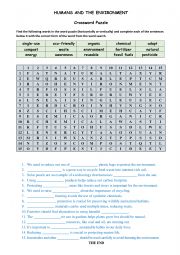 English Worksheet: HUMANS AND THE ENVIRONMENT