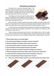 English Worksheet: History of Chocolate