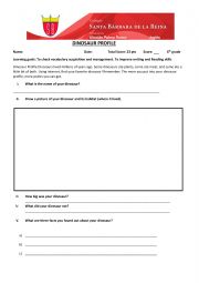 English Worksheet: Dinasour