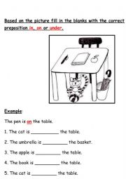 prepositions simple in, on, under