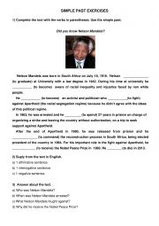 Simple past exercises - Nelson Mandela