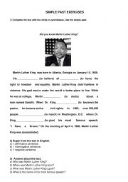 English Worksheet: Simple past exercises - Martin Luther King