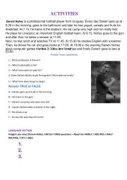 English Worksheet: footballer routine