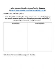 English Worksheet: Pros and cons of online shopping