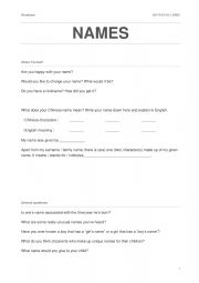 English Worksheet: talk about names