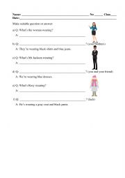 English Worksheet: Clothes description