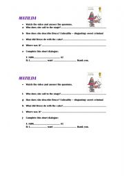 English Worksheet: Matilda�s scene