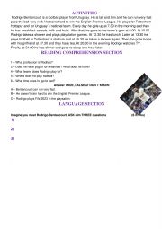 English Worksheet: Footballer routine