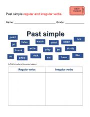 English Worksheet: past simple irregular and regular verbs