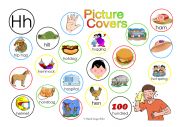 English Worksheet: Hh Picture Covers: An exercise in phonics with answer key and cumulative notes.