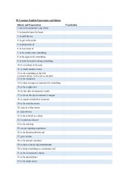 English Worksheet: 50 Common Expressions and Idioms 