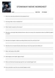 English Worksheet: STOWAWAY