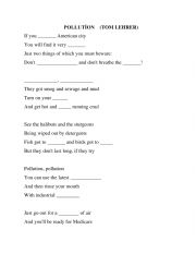 English Worksheet: Pollution song