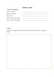 English Worksheet: Basic questions, pets