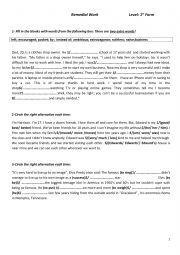 English Worksheet: Remedial work 1st Form
