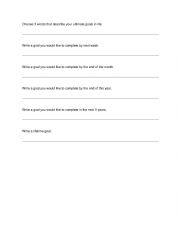 English Worksheet: ESL Goals Worksheet