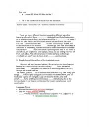 English Worksheet: Lesson 25: What  Will Man be Like