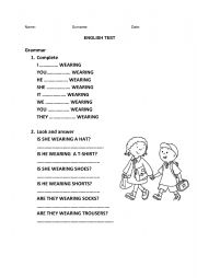 English Worksheet: Clothes, I am wearing