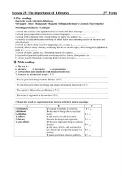 English Worksheet: the importance of libraries