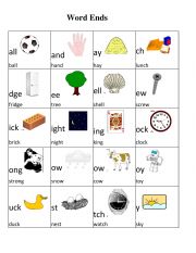 English Worksheet: Phonics-Word Ends