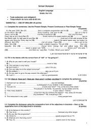 English Worksheet: reading, writing, test SCHOOL OLYMPIAD