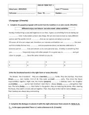 English Worksheet: End of term test 1 7th form