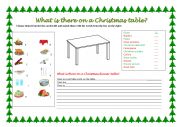 English Worksheet: Christmas table - there is/there are beginner practice