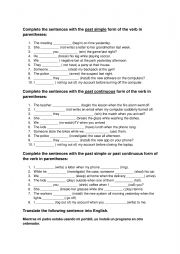 English Worksheet: SIMPLE PAST/PAST CONTINUOUS