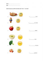 English Worksheet: I like - I don�t like