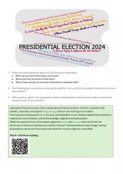 English Worksheet: Presidential Election 2024 Working with Headlines