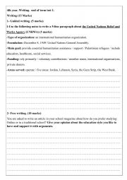 English Worksheet: 4th year Writing 