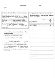 English Worksheet: Written test present simple