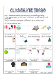 English Worksheet: Hello Bingo - Gerunds and Infinities