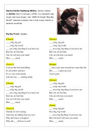 English Worksheet: Emilia - Big big world (song A1 level)