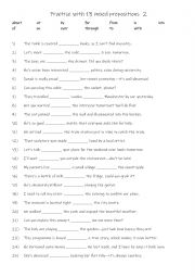 English Worksheet: A1+-A2 Practise with 13 mixed prepositions 2