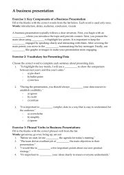 English Worksheet: A BUSINESS PRESENTATION