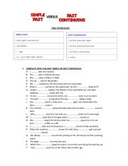 English Worksheet: PAST SIMPLE VS PAST CONTINUOUS