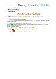 English Worksheet: suffixes