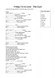 English Worksheet: Days of the Week - The Cure