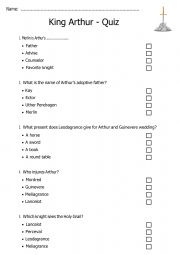 English Worksheet: Quiz - King Arthur