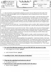 English Worksheet: remedial work 4th form