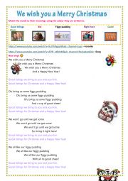 English Worksheet: WE WISH YOU A MERRY CHRISTMAS - SONG