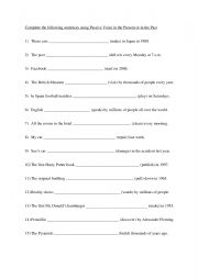 English Worksheet: Passive voice present and past passive