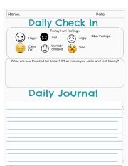 English Worksheet: Daily Check In