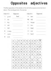 English Worksheet: adjective opposites