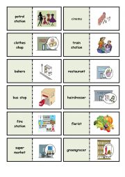 English Worksheet: Places in Town DOMINO