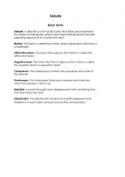 English Worksheet: Debate Assessment